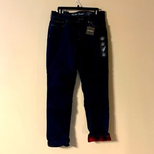 Eddie Bauer NWT Flannel Lined Blue Jeans Size 10